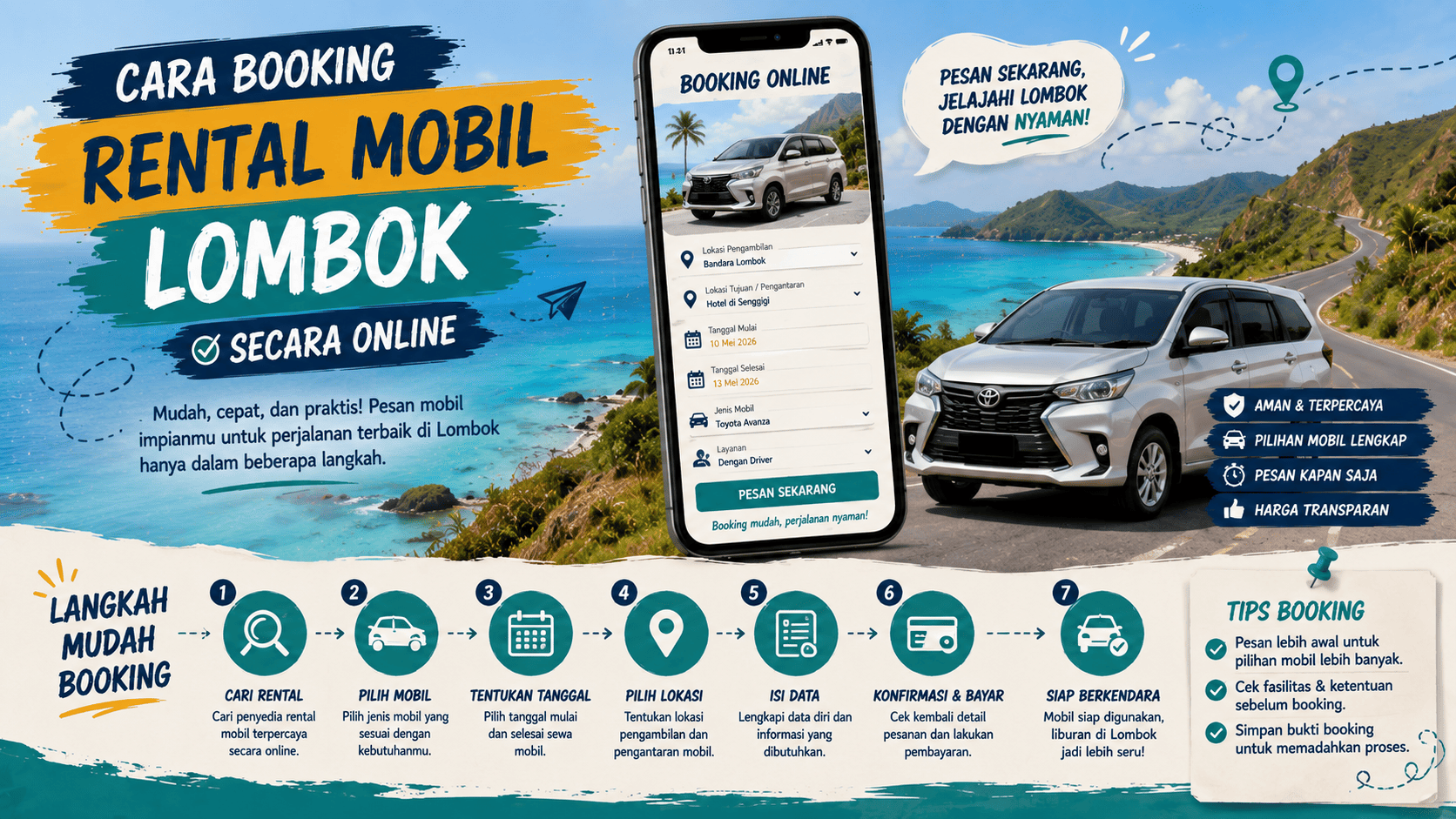 Cara Booking Rental Mobil Lombok Secara Online