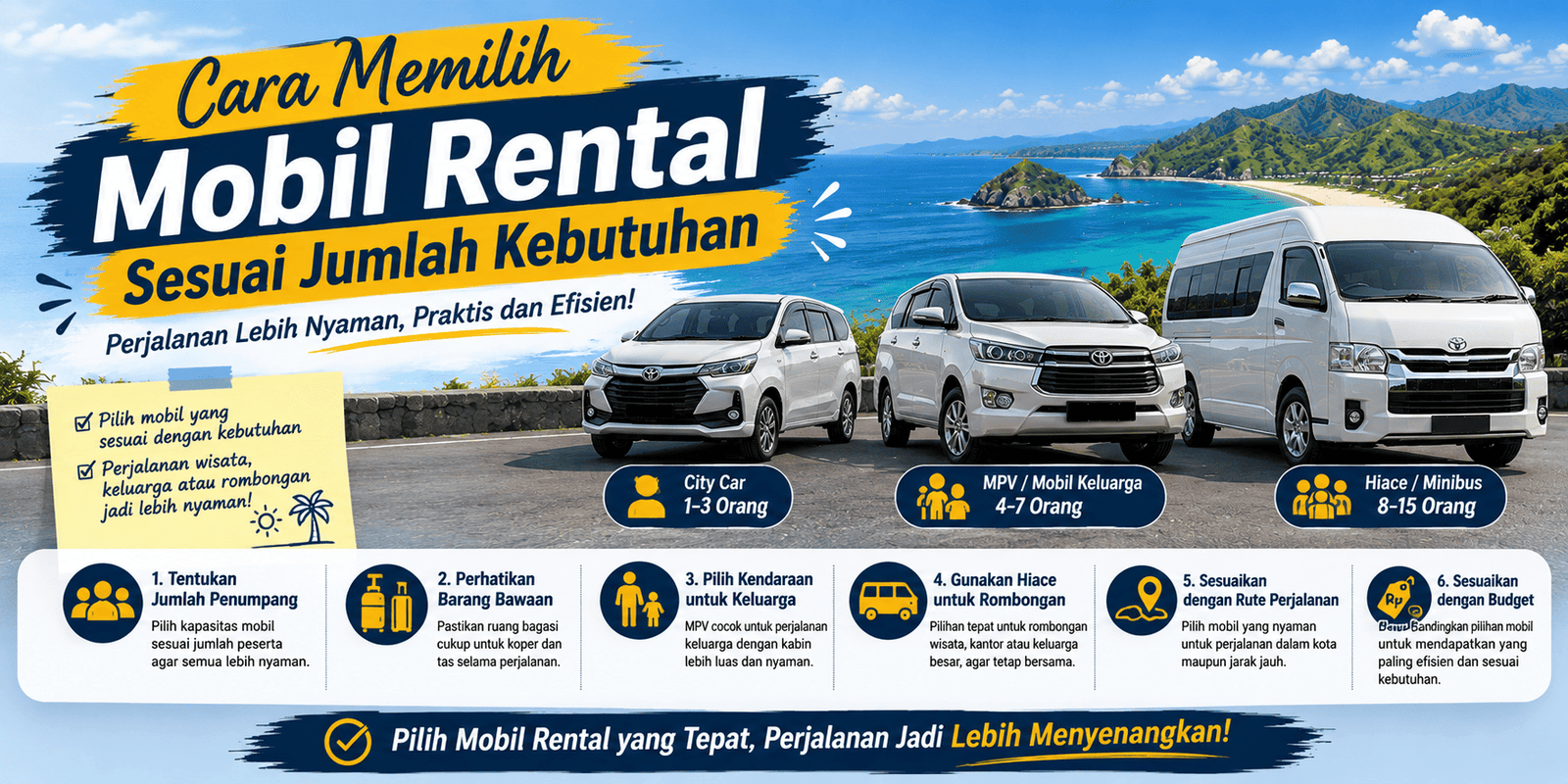 Cara Memilih Mobil Rental Sesuai Jumlah Kebutuhan