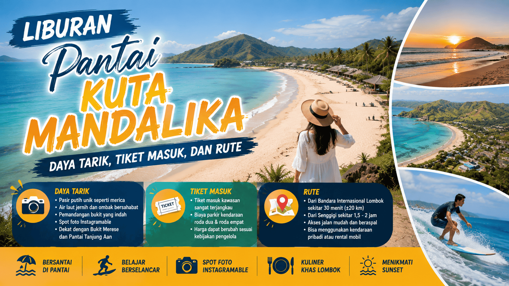 Liburan Pantai Kuta Mandalika: Daya Tarik, Tiket Masuk, dan Rute