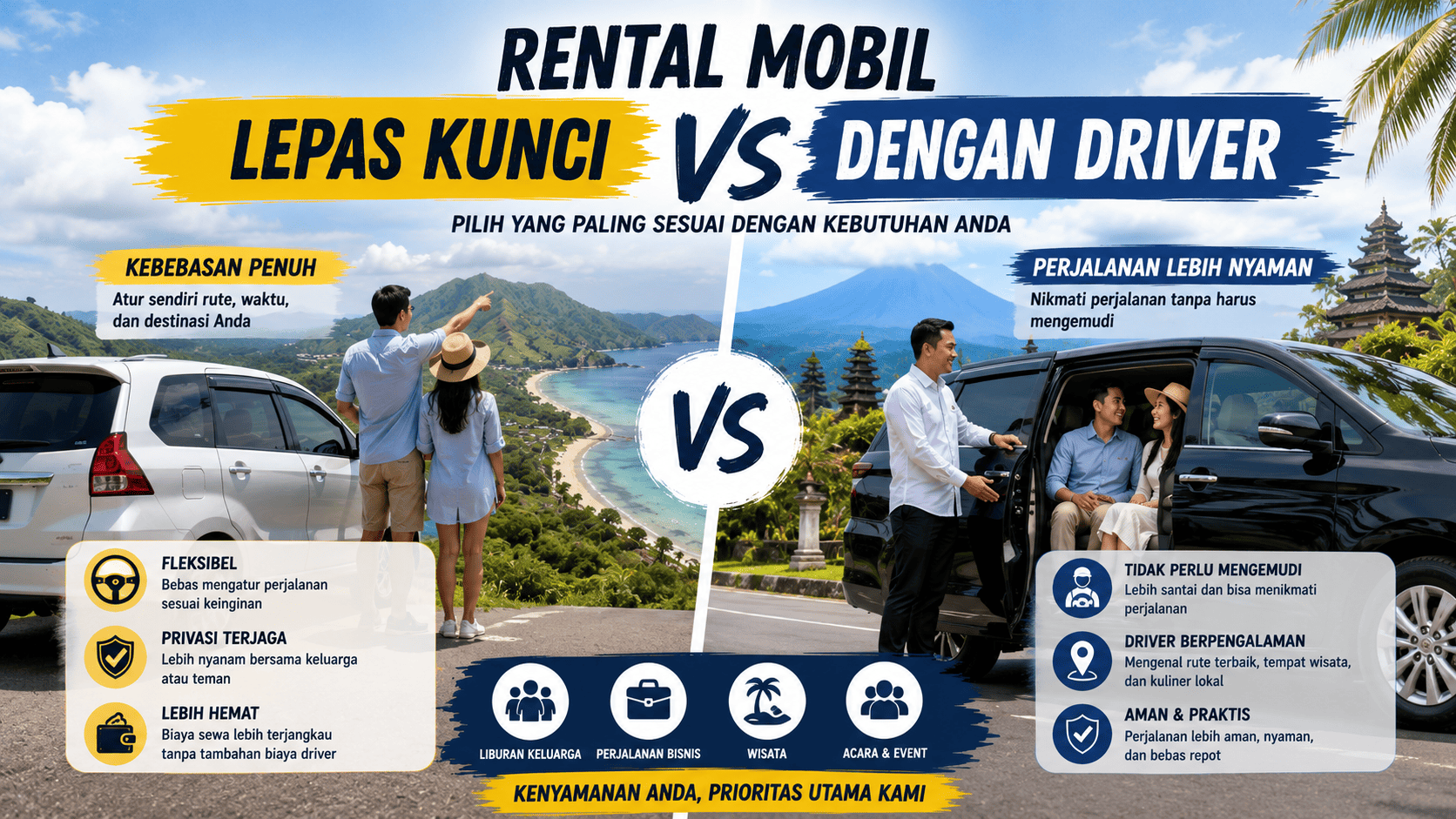 Rental Mobil Lepas Kunci vs Dengan Driver