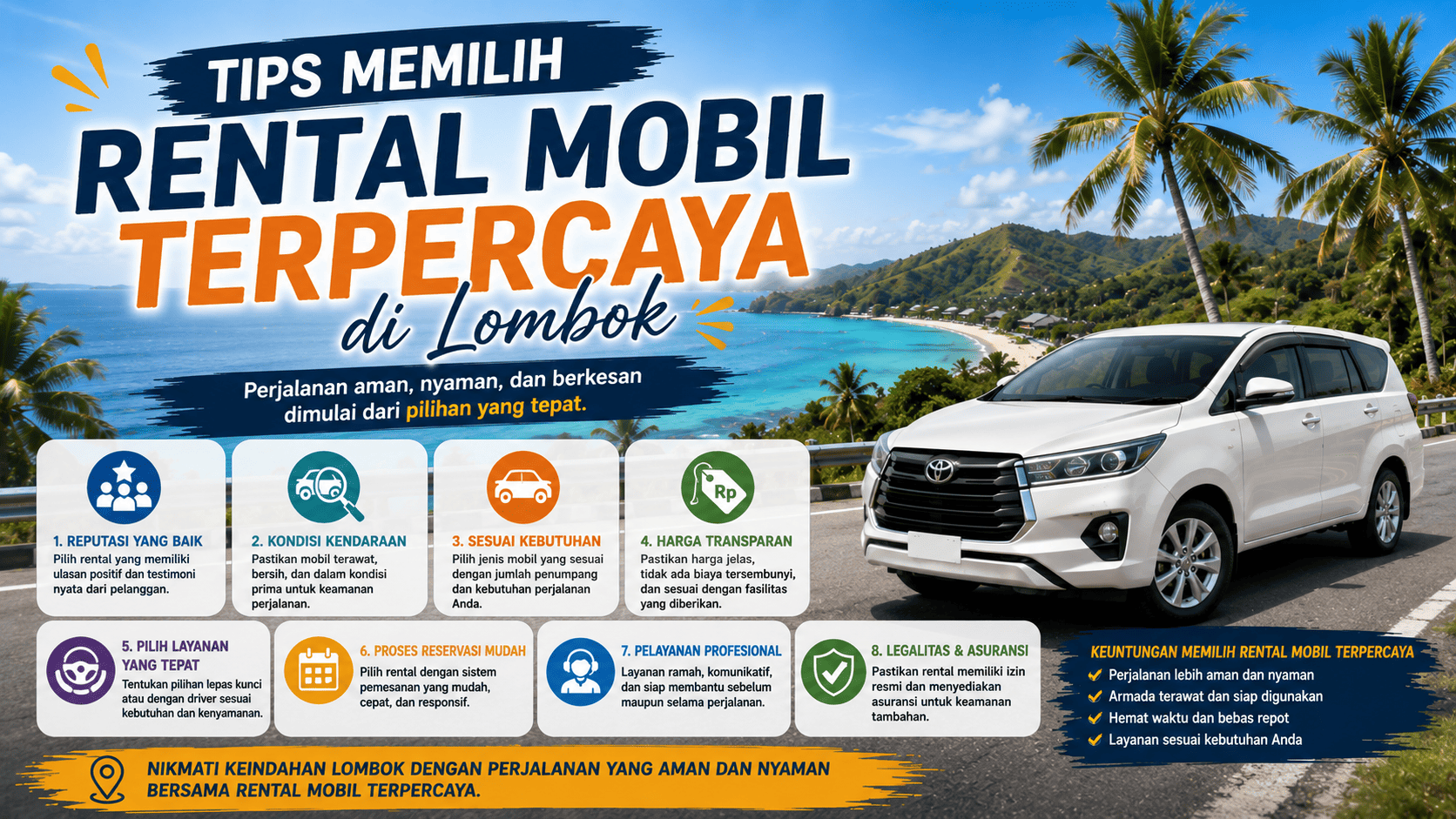 Tips Memilih Rental Mobil Terpercaya di Lombok